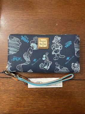 Dooney & Bourke Navy Wallet with Aqua Disney Cruise Line Sketches